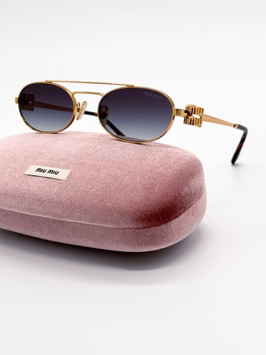 NEW MIU MIU SUNGLASSES MU54ZS 7OE5D1 WOMEN GOLD/GRAY MU 54ZS, SMU 54Z EYEWEAR main image 5